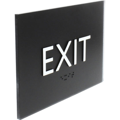 Lorell Exit Sign - 4.5" Width x 6.8" Height - Rectangular Shape - Surface-mountable - Easy Readability, Braille - Indoor