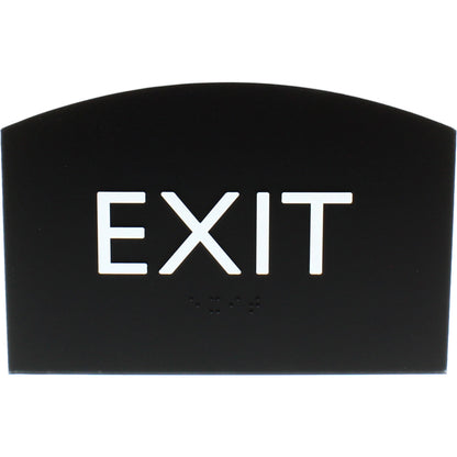 Lorell Exit Sign - 4.5" Width x 6.8" Height - Curved Shape - Surface-mountable - Easy Readability, Braille - Indoor - Pl