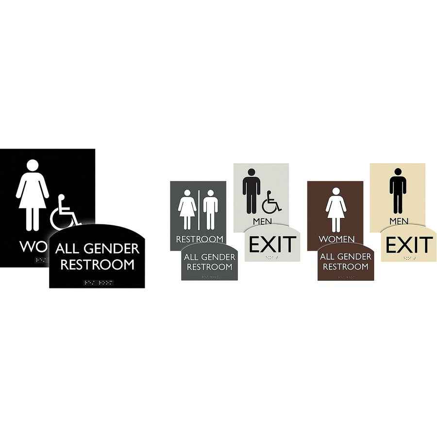 Lorell Exit Sign - 4.5" Width x 6.8" Height - Curved Shape - Surface-mountable - Easy Readability, Braille - Indoor - Pl
