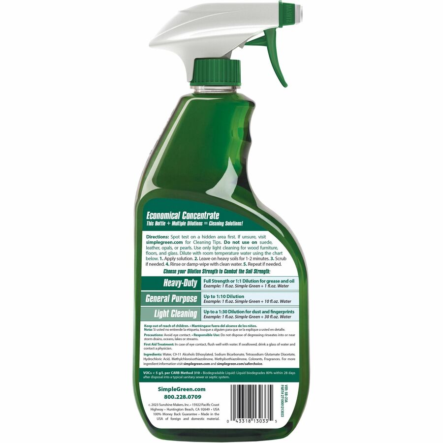 Simple Green All-Purpose Concentrated Cleaner - For School, Government Facilities, University - Concentrate - Liquid - 3