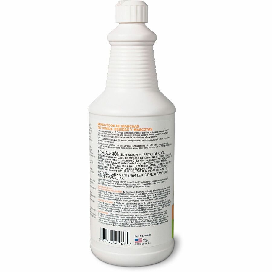 Mötsenböcker's Lift Off Food/Drink/Pet Stain Remover - 32 fl oz (1 quart) - Environmentally Friendly - White Bottle - 1 