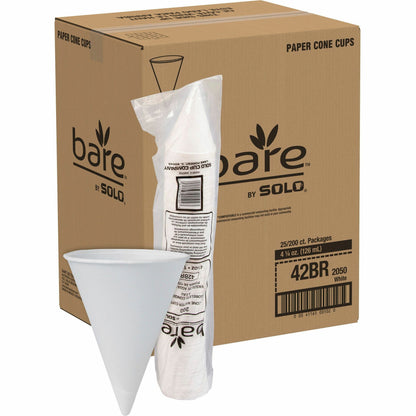 Solo Eco-Forward 4.25 oz Treated Paper Cone Water Cups - 4.25 fl oz - Cone - White - Paper - Water - 200/Bag - 25 / Cart