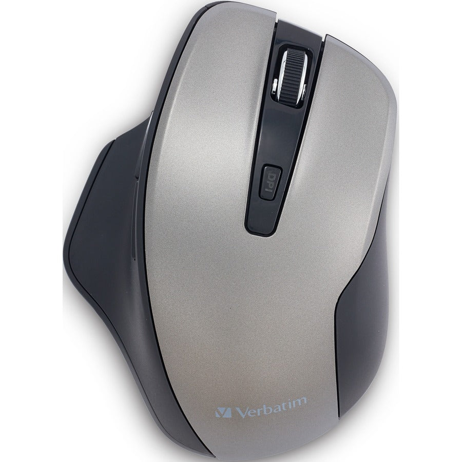 Verbatim Ergo Wireless Blue LED Mouse - Blue LED/Optical - Wireless - Radio Frequency - 2.40 GHz - Graphite - USB - 1600