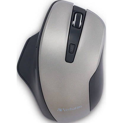 Verbatim Ergo Wireless Blue LED Mouse - Blue LED/Optical - Wireless - Radio Frequency - 2.40 GHz - Graphite - USB - 1600