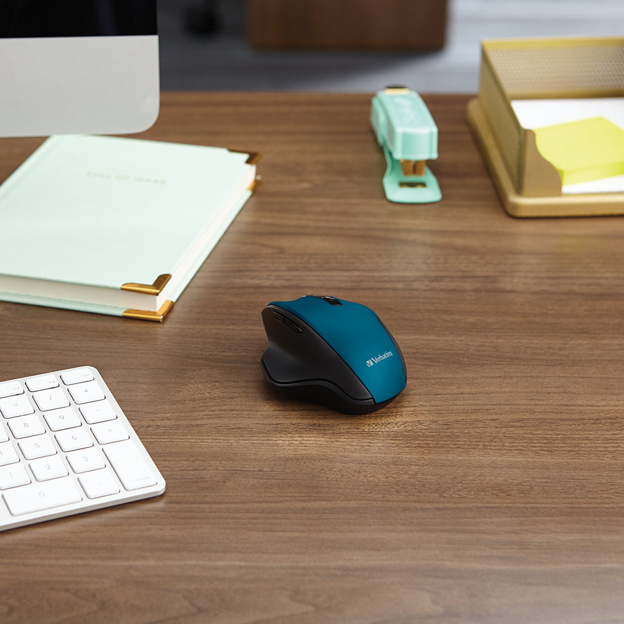 Verbatim Ergo Wireless Blue LED Mouse - Blue LED/Optical - Wireless - Radio Frequency - 2.40 GHz - Dark Teal - USB - 160