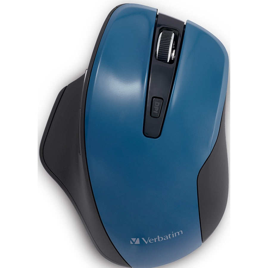 Verbatim Ergo Wireless Blue LED Mouse - Blue LED/Optical - Wireless - Radio Frequency - 2.40 GHz - Dark Teal - USB - 160
