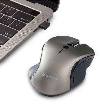 Verbatim Mouse - Blue LED/Optical - Wireless - Radio Frequency - 2.40 GHz - Graphite - USB Type C - 1600 dpi - 6 Button(
