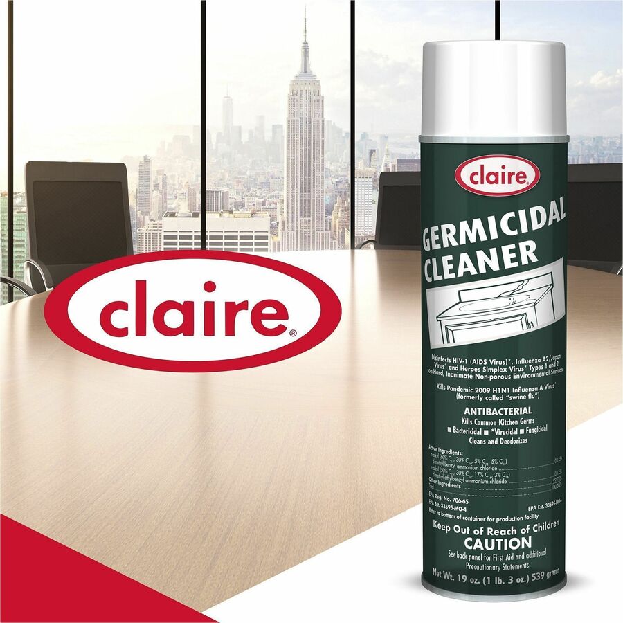 Claire Foaming Germicidal Cleaner - For Multipurpose - Spray - 19 fl oz (0.6 quart) - Floral Scent - 12 / Carton