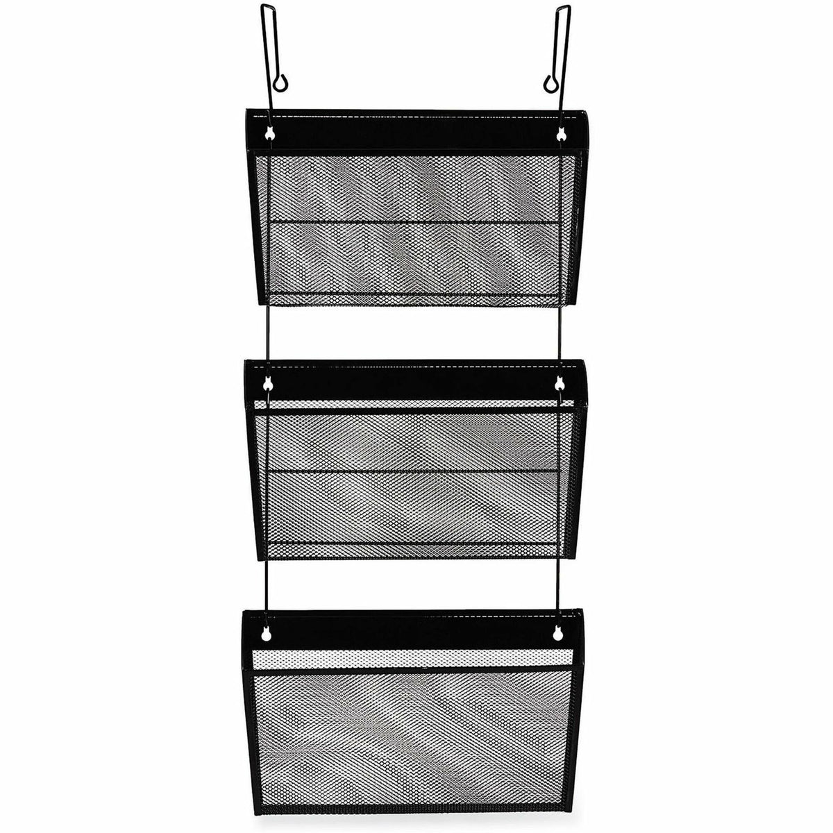 Universal Hanging Organizer - 3 Pocket(s) - 8.50" Height x 14.13" Width x 3.38" Depth - Black - Wire Mesh - 1 Set