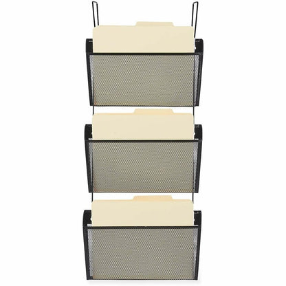Universal Hanging Organizer - 3 Pocket(s) - 8.50" Height x 14.13" Width x 3.38" Depth - Black - Wire Mesh - 1 Set