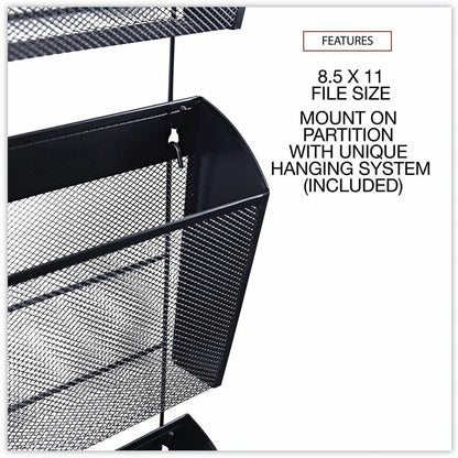Universal Hanging Organizer - 3 Pocket(s) - 8.50" Height x 14.13" Width x 3.38" Depth - Black - Wire Mesh - 1 Set