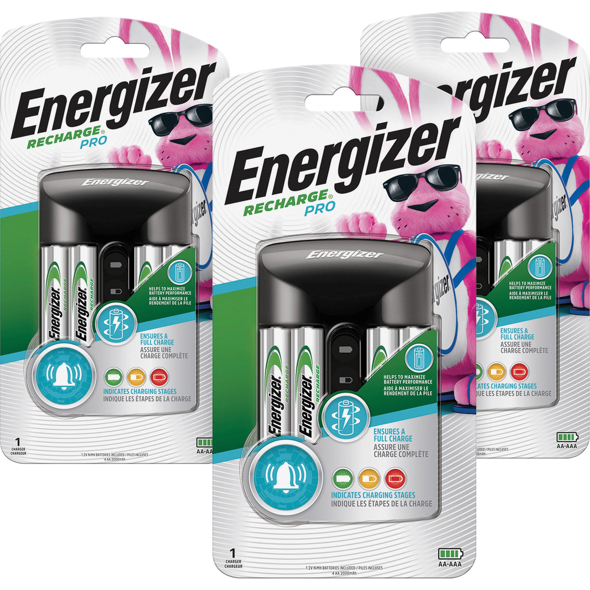 Energizer Recharge Pro AA/AAA Battery Charger - 3 Hour Charging - Supports 4 Batteries - Battery Size: AA, AAA - 3 / Car