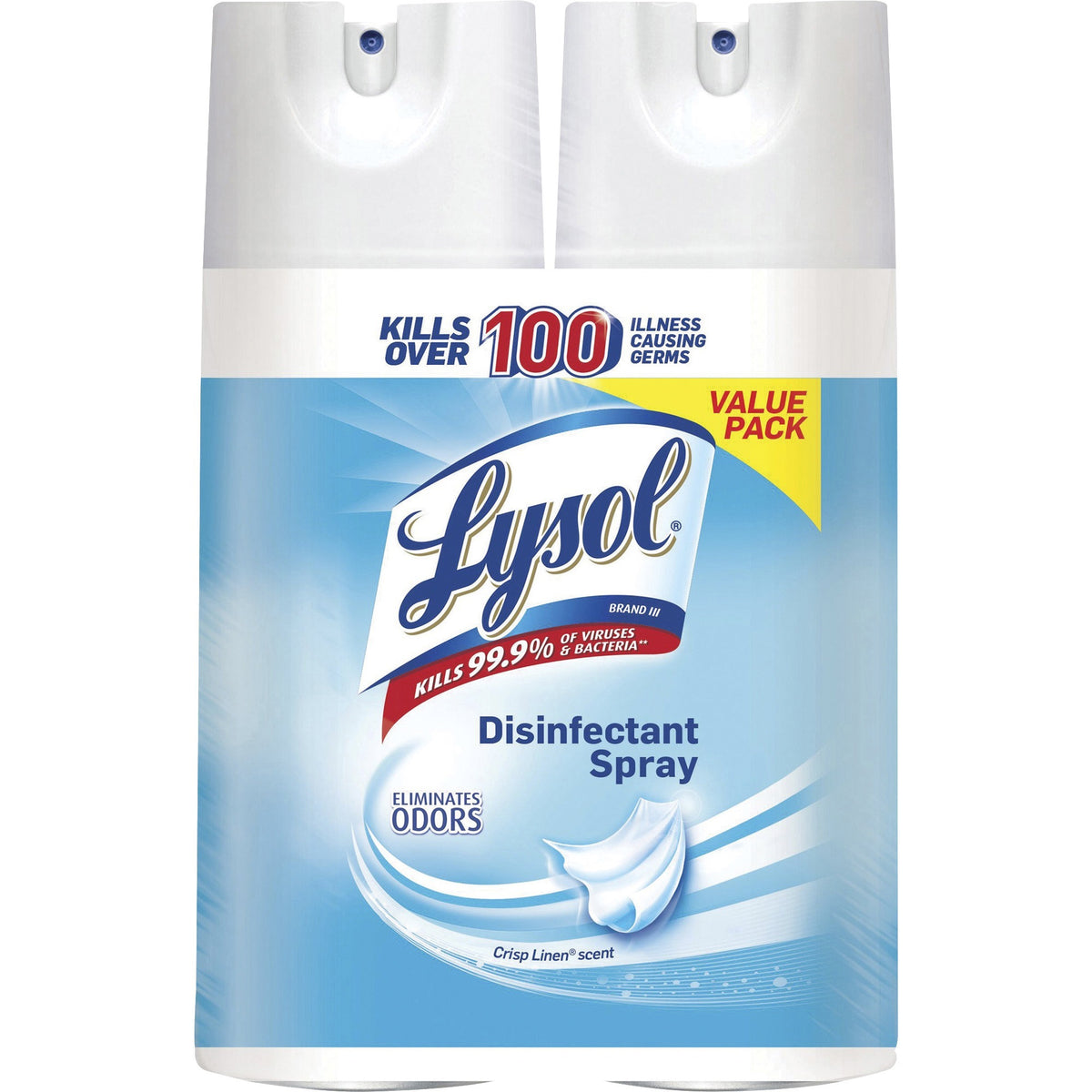 Lysol Crisp Linen Disinfectant Spray - 12.5 fl oz (0.4 quart) - Crisp Linen Scent - Easy to Use - Clear - 2/Pack - 2 / P