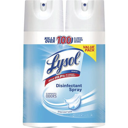 Lysol Crisp Linen Disinfectant Spray - 12.5 fl oz (0.4 quart) - Crisp Linen Scent - Easy to Use - Clear - 2/Pack - 2 / P