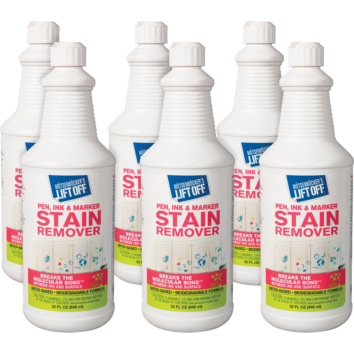 Mötsenböcker's Lift Off Pen/Ink/Marker Stain Remover - For Wall, Countertop, Desk, Wood, Plastic, Tile, Vinyl, Laminate,