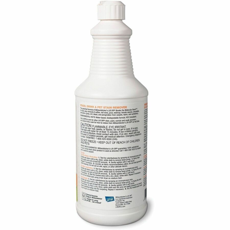 Mötsenböcker's Lift Off Food/Drink/Pet Stain Remover - For Multi Surface, Multipurpose - Liquid - 32 fl oz (1 quart) - 6
