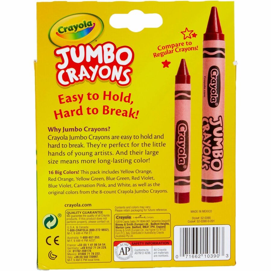 Crayola Jumbo Crayons - Assorted - 16 / Pack