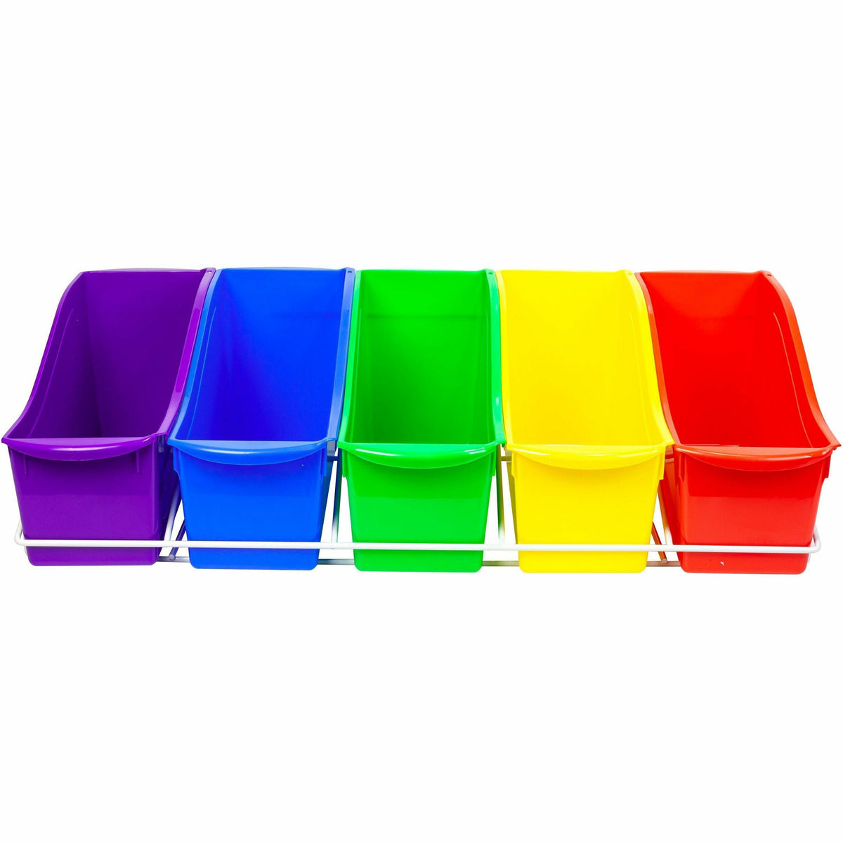 Storex Large Book Bins Metal Shelf Rack - 5 Compartment(s) - 7.25" Height x 14.30" Width x 25.69" Length - Metal, Steel 