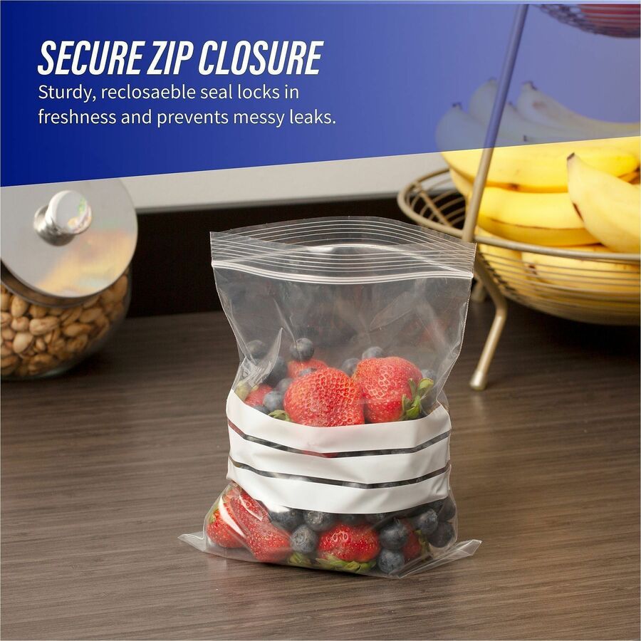 Genuine Joe Food Storage Bags - 1 quart Capacity - 8" Length x 7" Width x 1.75 mil (44 Micron) Thickness - Clear - 9 / C