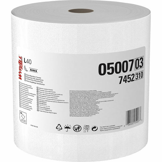 Wypall PowerClean L40 Extra Absorbent Towels - 12.20" Width x 12.40" Length - 750 Sheets/Roll - White, Blue - Cellulose 