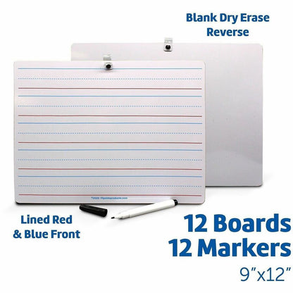 Flipside 2-sided Dry Erase Board Sets - 12" (1 ft) Width x 9" (0.8 ft) Height - White Hardboard Surface - Rectangle - De