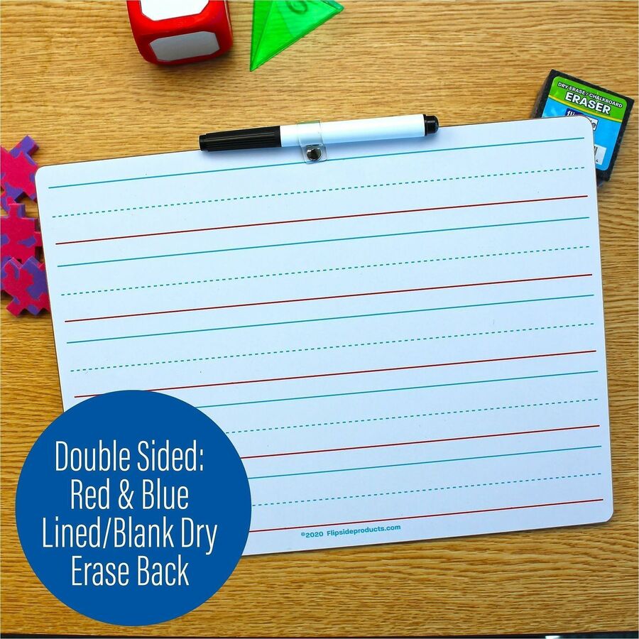 Flipside 2-sided Dry Erase Board Sets - 12" (1 ft) Width x 9" (0.8 ft) Height - White Hardboard Surface - Rectangle - De