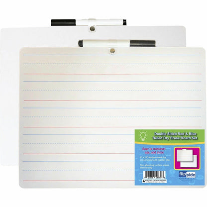 Flipside 2-sided Dry Erase Board Sets - 12" (1 ft) Width x 9" (0.8 ft) Height - White Hardboard Surface - Rectangle - De
