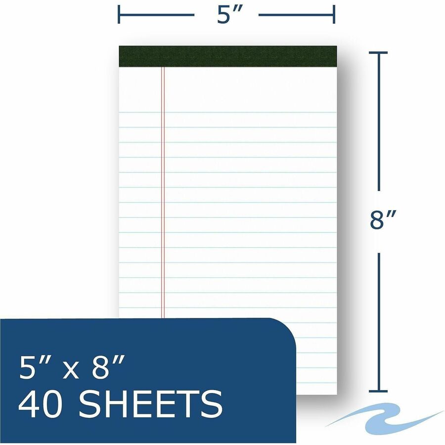 Roaring Spring USDA Certified Bio-Preferred Junior Size Legal Pads - 40 Sheets - 80 Pages - Printed - Stapled/Tapebound 