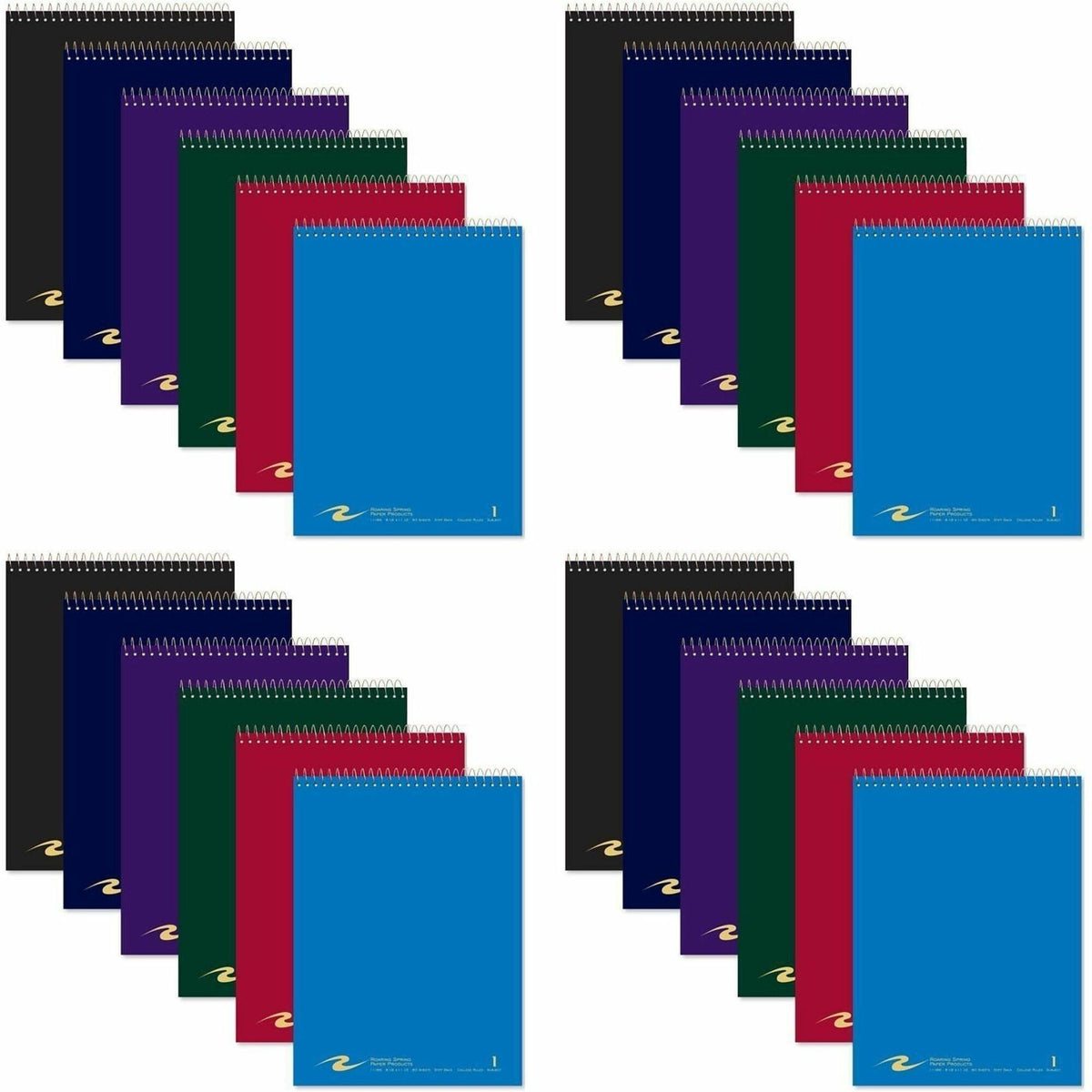 Roaring Spring Flipper Notebook - 80 Sheets - 160 Pages - Printed - Spiral Bound - Both Side Ruling Surface - Red Margin