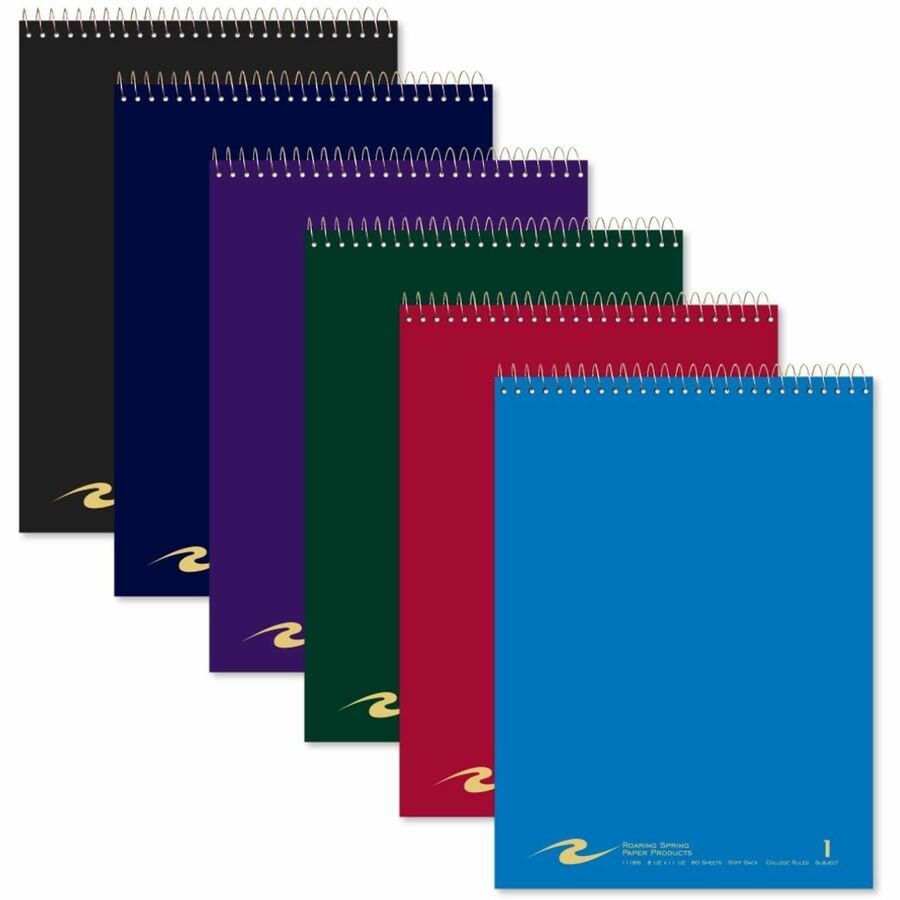 Roaring Spring Flipper Notebook - 80 Sheets - 160 Pages - Printed - Spiral Bound - Both Side Ruling Surface - Red Margin