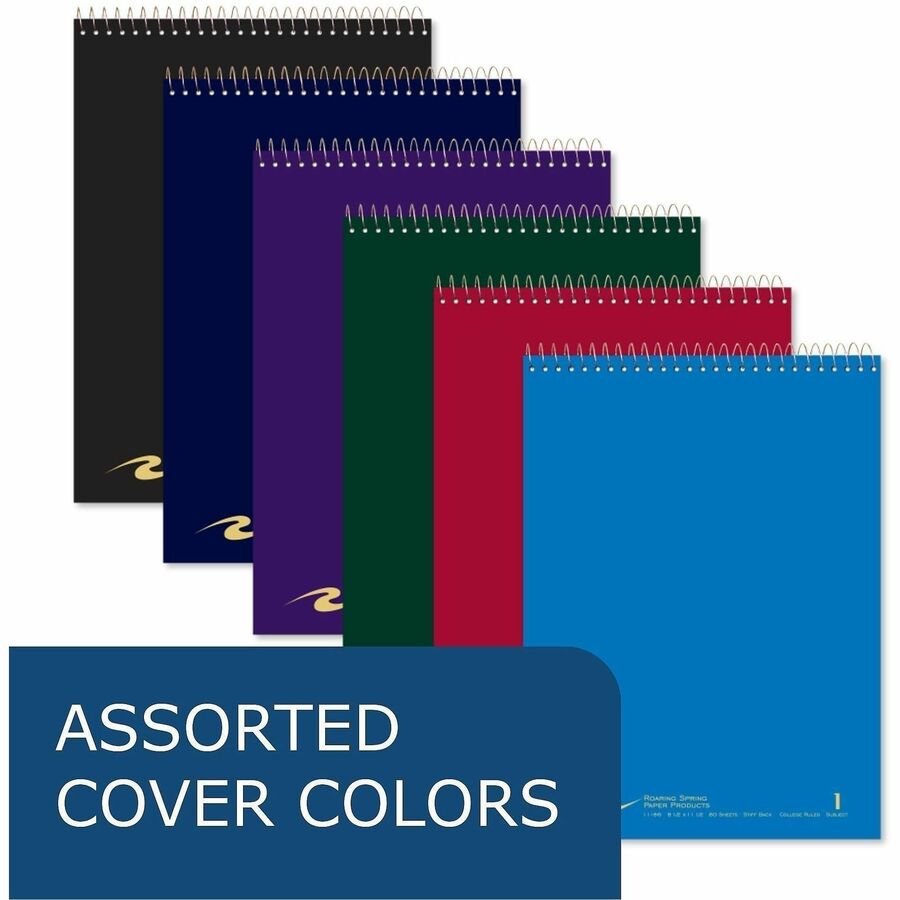 Roaring Spring Flipper Notebook - 80 Sheets - 160 Pages - Printed - Spiral Bound - Both Side Ruling Surface - Red Margin
