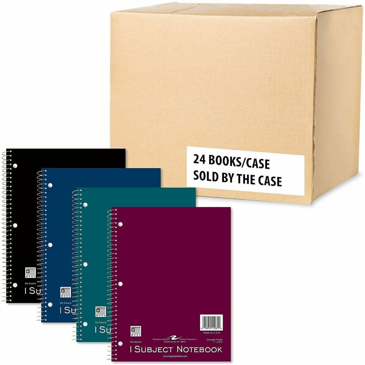 Roaring Spring 1-Subject Notebook - 80 Sheets - 160 Pages - Printed - Spiral Bound - Both Side Ruling Surface - Red Marg