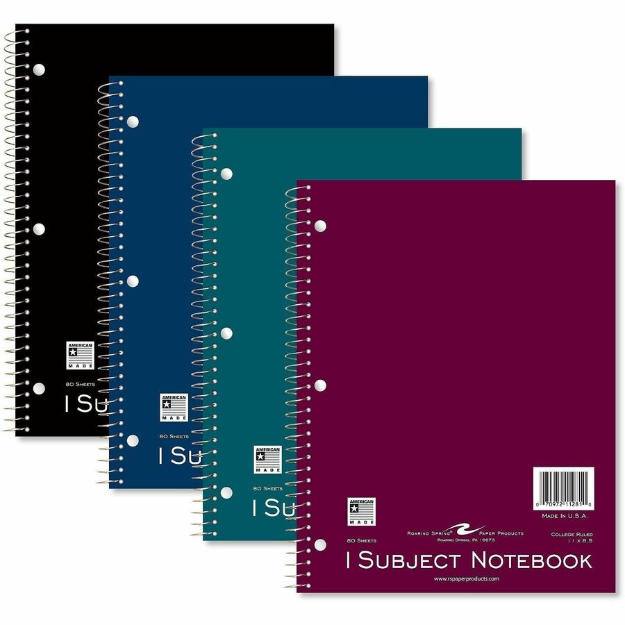 Roaring Spring 1-Subject Notebook - 80 Sheets - 160 Pages - Printed - Spiral Bound - Both Side Ruling Surface - Red Marg