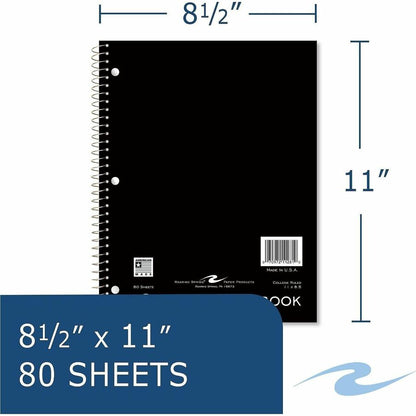 Roaring Spring 1-Subject Notebook - 80 Sheets - 160 Pages - Printed - Spiral Bound - Both Side Ruling Surface - Red Marg