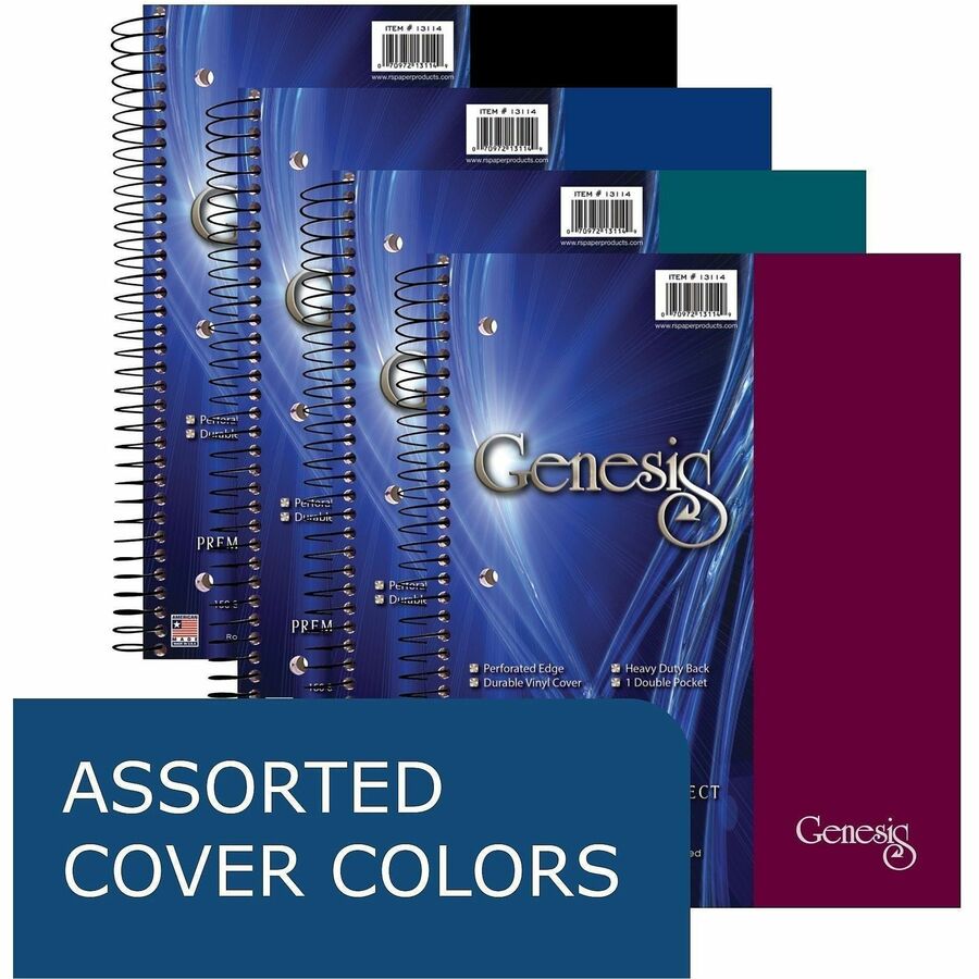Roaring Spring Genesis 3-Subject Notebook - 150 Sheets - 300 Pages - Printed - Spiral Bound - Both Side Ruling Surface -