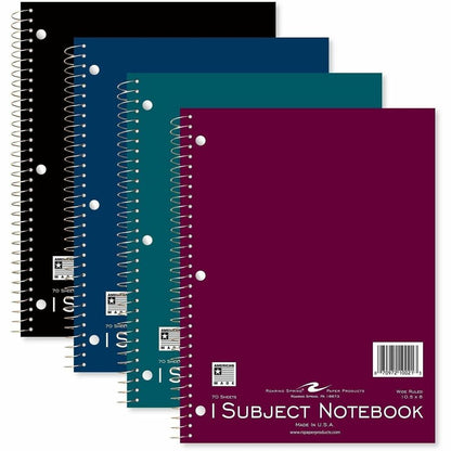 Roaring Spring Wide Ruled One Subject Spiral Notebook - 70 Sheets - 140 Pages - Printed - Spiral Bound - Both Side Rulin