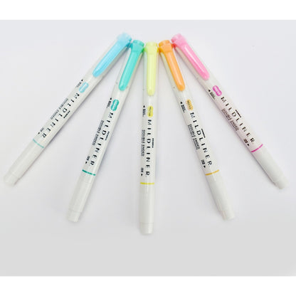 Zebra Pen Mildliner Double Ended Highlighter Assorted Fluorescent 5Pk - Fluorescent Assorted Ink - White Barrel - 5 / Pa