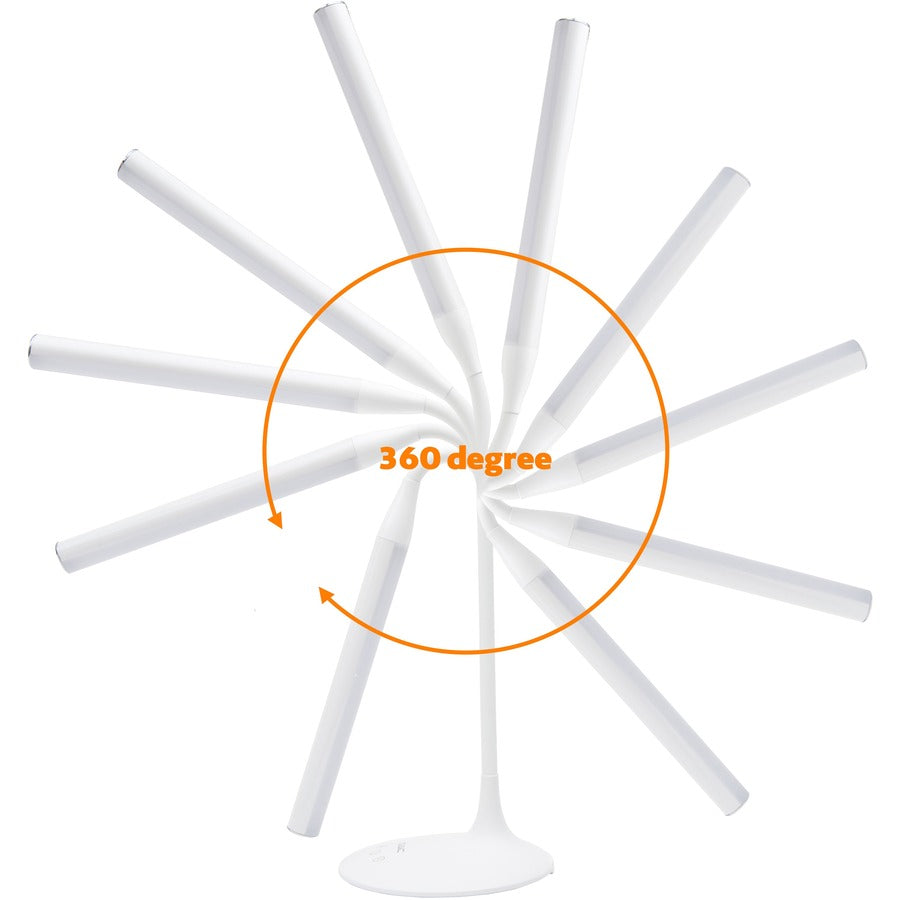 Data Accessories Company 21634 Desk Lamp - 15" Height - 6 W LED Bulb - Desk Mountable - White - for Office, Home, Dorm