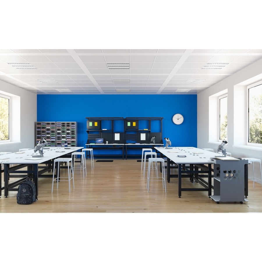 Focal Rolling Storage Cart - 2 Drawer - 5 Casters - Steel, Metal, Melamine - 28" Width x 20" Depth x 33.50" Height - Sil