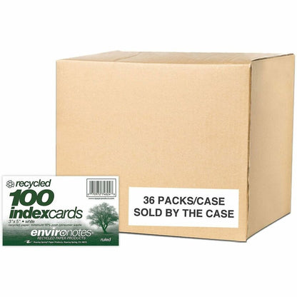Roaring Spring EnviroNotes Index Cards - 100 Sheets - 200 Pages - Printed - Front Ruling Surface - 43 lb Basis Weight - 