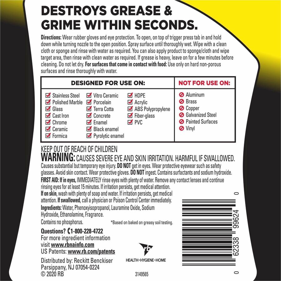 Easy-Off Cleaner Degreaser - Ready-To-Use - 32 fl oz (1 quart) - Heavy Duty - Clear - 6 / Carton