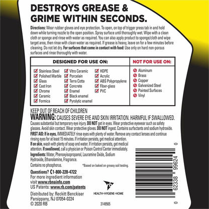 Easy-Off Cleaner Degreaser - Ready-To-Use - 32 fl oz (1 quart) - Heavy Duty - Clear - 6 / Carton
