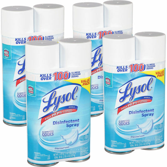 Lysol Crisp Linen Disinfectant Spray - Ready-To-Use - 19 oz (1.19 lb) to - Crisp Linen Scent - Clear - 2/Pack - 4 / Cart