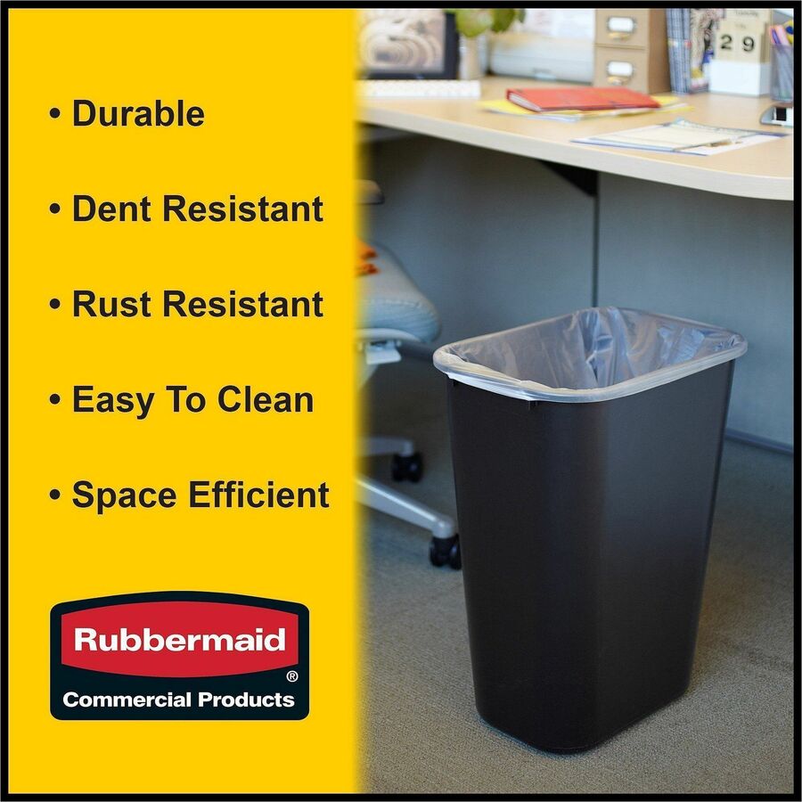 Rubbermaid Commercial 41 QT Large Deskside Wastebaskets - 10.25 gal Capacity - Rectangular - 12 / Carton