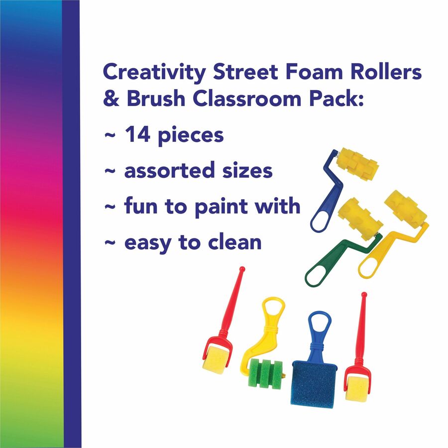 Creativity Street Foam Rollers & Brush Pack - Student, Painting, Classroom - 14 Piece(s) - 5.50" Height x 2.75" Width x 