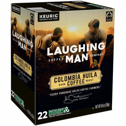 LAUGHING MAN K-Cup Colombia Huila Coffee - Compatible with Keurig Brewer - Dark - K-Cup - Kosher - 22 / Box