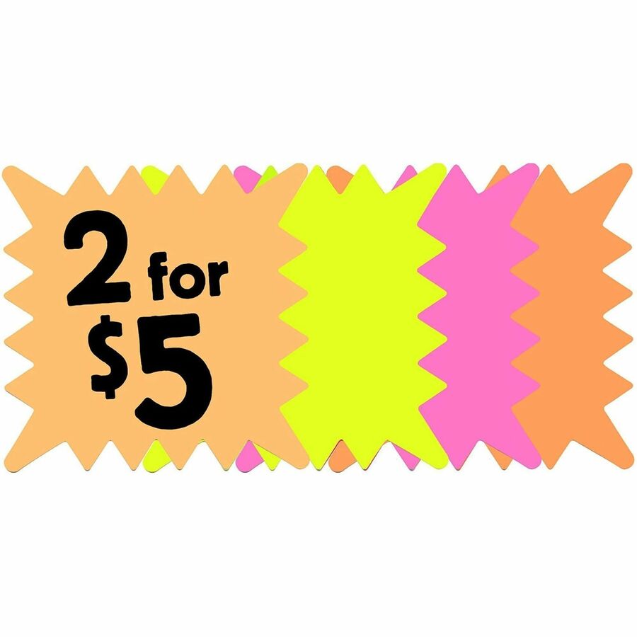 Cosco 5x5 Fluorescent Die-cut Sign - 5.3" Width - Square Shape - Fluorescent, Sturdy, Durable, Die-cut - Card Stock - Fl