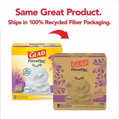 Glad ForceFlex Tall Kitchen Drawstring Trash Bags - Gain Lavender with Febreze Freshness - 13 gal Capacity - 1 Box