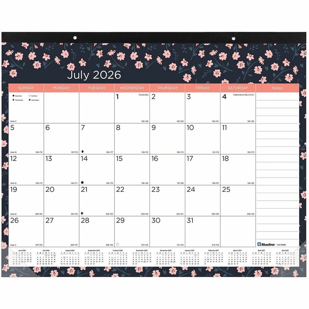 Blueline Academic Desk Pad - Academic - Monthly - 18 Month - July 2026 to December 2027 - 1 Month Single Page Layout - 2