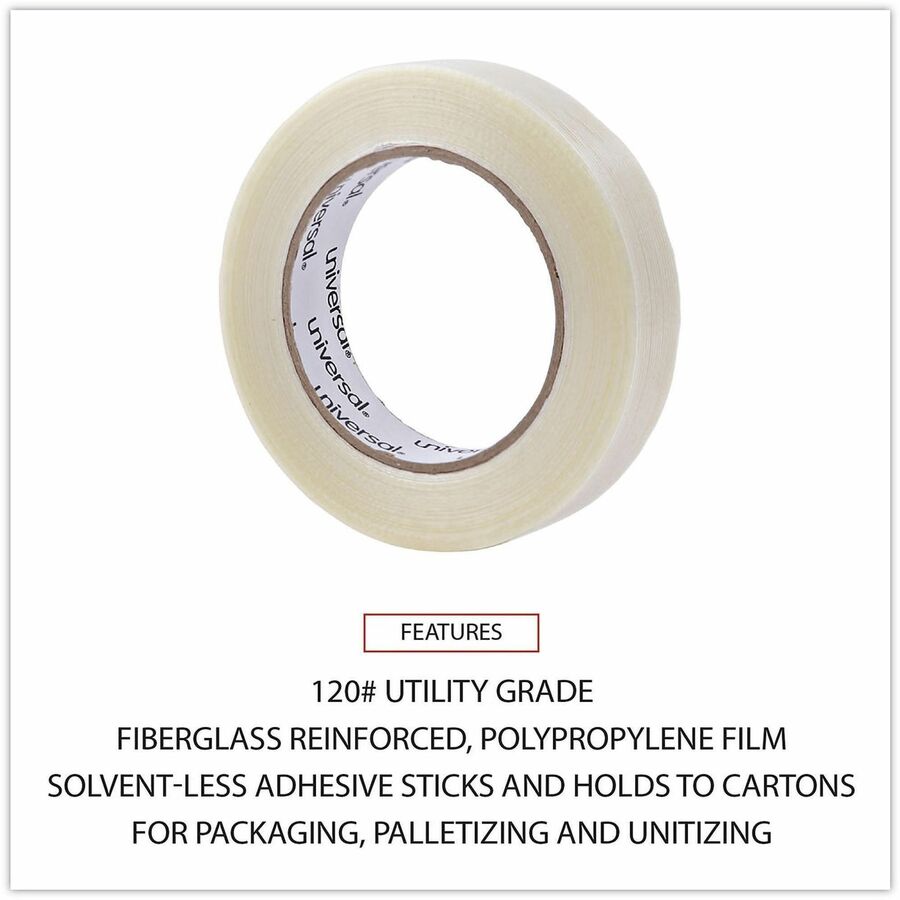 Universal 120# Utility Grade Filament Tape, 3" Core, 24 mm x 54.8 m, Clear - 59.93 yd Length x 0.94" Width x 4.3 mil Thi